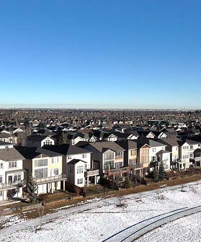 Row of modern houses in a residential area